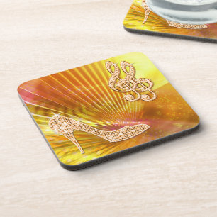 Dessous-de-verre Note de musique orange scintillante et talon aigui