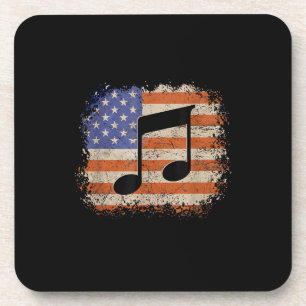 Dessous-de-verre Note de musique pour les hommes cadeau drapeau amé