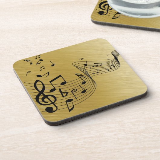 Dessous-de-verre Notes de musique dorées brossées  (Côté gauche)