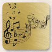 Dessous-de-verre Notes de musique dorées brossées  (Devant)