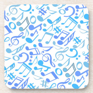 Dessous-de-verre Notes et symboles musicaux Motif blue.b Blanc