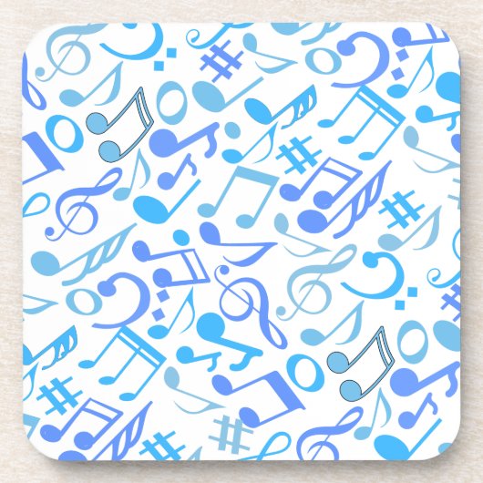 Dessous-de-verre Notes et symboles musicaux Motif blue.b Blanc (Devant)
