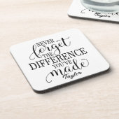 Dessous-de-verre N'oubliez jamais la différence : Citation de motiv (Côté gauche)