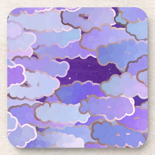 Dessous-de-verre Nuages japonais, crépuscule, violet et violet prof (Devant)