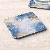 Dessous-de-verre Nuages Texturés Bleu Abstrait et Sable (Côté gauche)