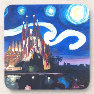 Dessous-de-verre Nuits étoilées à Sagrada Familia à Barcelone