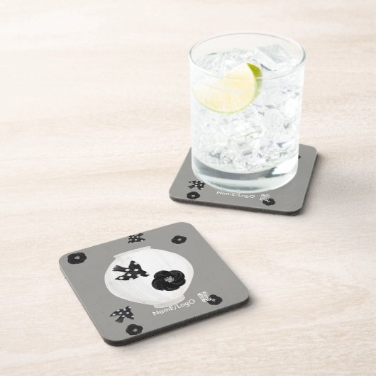 Dessous-de-verre objet_22_camélia, oiseau et poterie (Côté Droit)