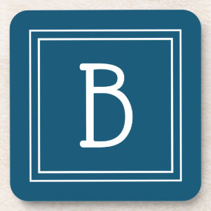 Dessous-de-verre Océan bleu et blanc Monogramme côtier Océan bleu e
