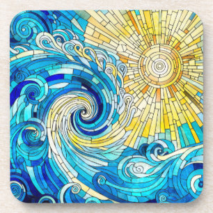 Dessous-de-verre Ocean Wave Sun mosaïque art
