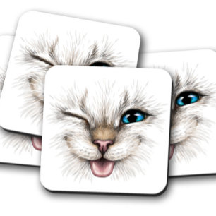 Dessous de verre oculaire bleu Cat Wink Ensemble