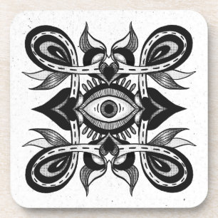Dessous-de-verre Oeil ornemental - Style de tatouage botanique Weir