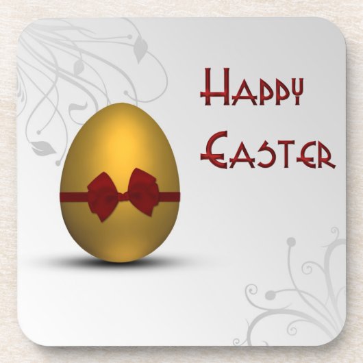 Dessous-de-verre OEuf de Pâques doré avec Motif de fleurs de cou (Devant)