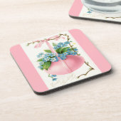 Dessous-de-verre Oeuf de Pâques rose et fleurs (Côté gauche)