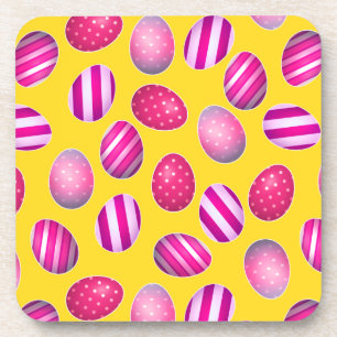 Dessous-de-verre Oeufs de pâques jaune et motif de rose