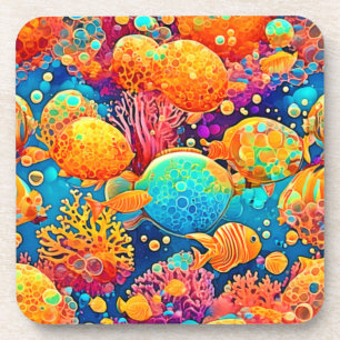 Dessous-de-verre Oeuvre colorée de la barrière de corail
