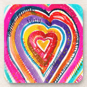 Dessous-de-verre OEuvre d'aquarelle du coeur (Devant)