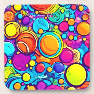 Dessous-de-verre Œuvre d'art aux bulles abstraites vibrantes