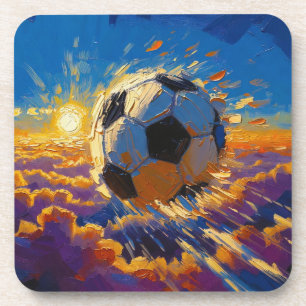 Dessous-de-verre Œuvre d'art de ballon de football volant (peinture