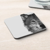 Dessous-de-verre OEuvre d'oeil de loup noir et blanc (Côté gauche)