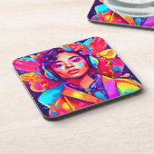 Dessous-de-verre Oeuvre numérique Funky Lady (Côté gauche)