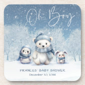 Dessous-de-verre Oh Boy Winter | Baby shower des bois (Devant)