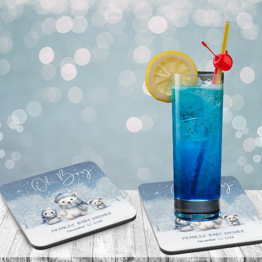 Dessous-de-verre Oh Boy Winter | Baby shower des bois