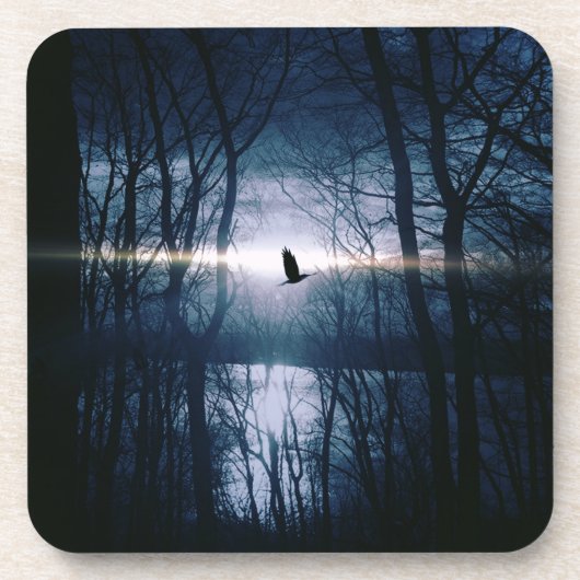 Dessous-de-verre Oiseau au clair de lune (Devant)