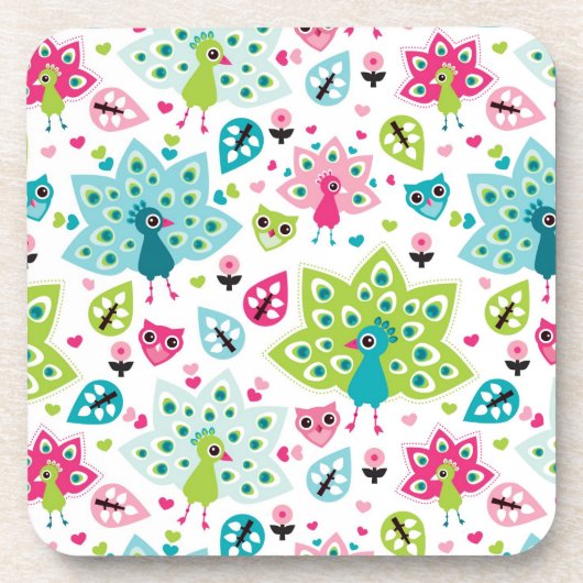 Dessous-de-verre oiseau et hibou de paon (Devant)