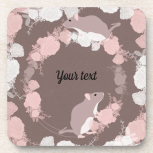 Dessous-de-verre oiseau, fleurs, naturel, animal, rose,