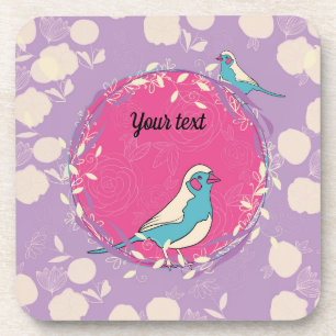 Dessous-de-verre oiseau, fleurs,vert,naturel, animal,