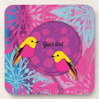 Dessous-de-verre oiseau, fleurs, vert, naturel, animal, violet, pos