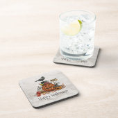 Dessous-de-verre Oiseau noir d'Halloween et Citrouilles | Dessous-d (Côté Droit)