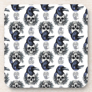 Dessous-de-verre Oiseau noir sur un crâne Goth Design Motif
