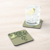 Dessous-de-verre Oiseau vert perché sur une branche verte (Côté Droit)