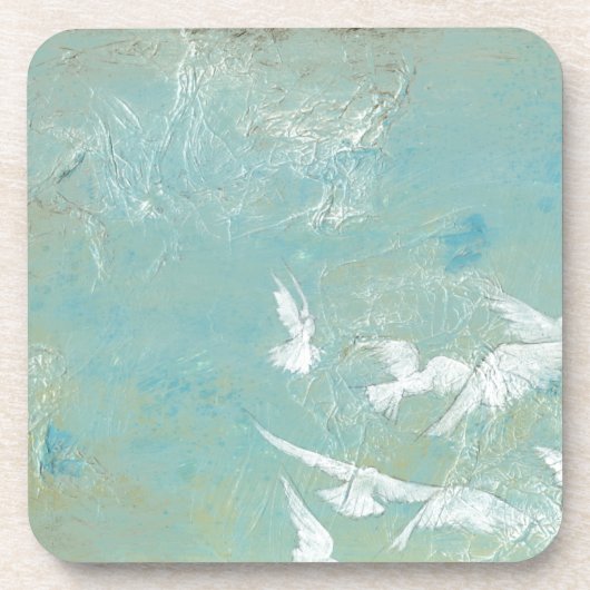 Dessous-de-verre Oiseaux blancs à travers le ciel bleu (Devant)