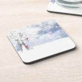 Dessous-de-verre Oiseaux cardinaux rouges Arbres enneigés de Noël (Côté gauche)