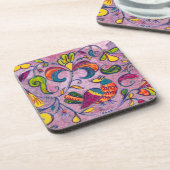 Dessous-de-verre Oiseaux du Nord sur arrière - plan rose (Côté gauche)