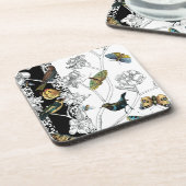 Dessous-de-verre Oiseaux et papillons sur un Arrière - plan noir et (Côté gauche)