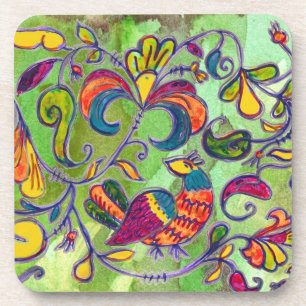 Dessous-de-verre Oiseaux nordiques sur vert d'herbe