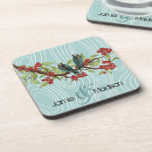 Dessous-de-verre Oiseaux turquoises assis dans l'arbre Fleur de cer (Côté gauche)