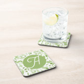 Dessous-de-verre Olive Leaves and Initial beverage coaster (Côté Droit)
