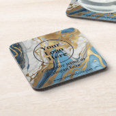 Dessous-de-verre Or bleu et marbre blanc (Côté gauche)