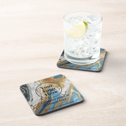 Dessous-de-verre Or bleu et marbre blanc (Côté Droit)