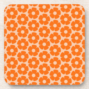 Dessous-de-verre Orange et Pêche Retro 60s motif floral