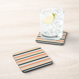 Dessous-de-verre Orange moderne et marine en bande verticale
