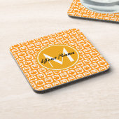 Dessous-de-verre Orange Owls Custom Monogramme (Côté gauche)
