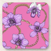 Dessous-de-verre Orchidées et chaînes, violet et rose (Devant)