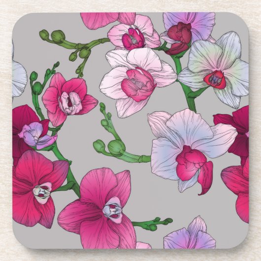 Dessous-de-verre Orchidées roses en fleur (Devant)