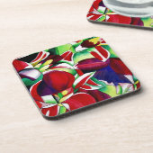 Dessous-de-verre Orchidées tropicales cramoisies de Singapour, art  (Côté gauche)