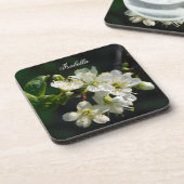 Dessous-de-verre Original White Plum Art Custom Name Coaster (Côté gauche)